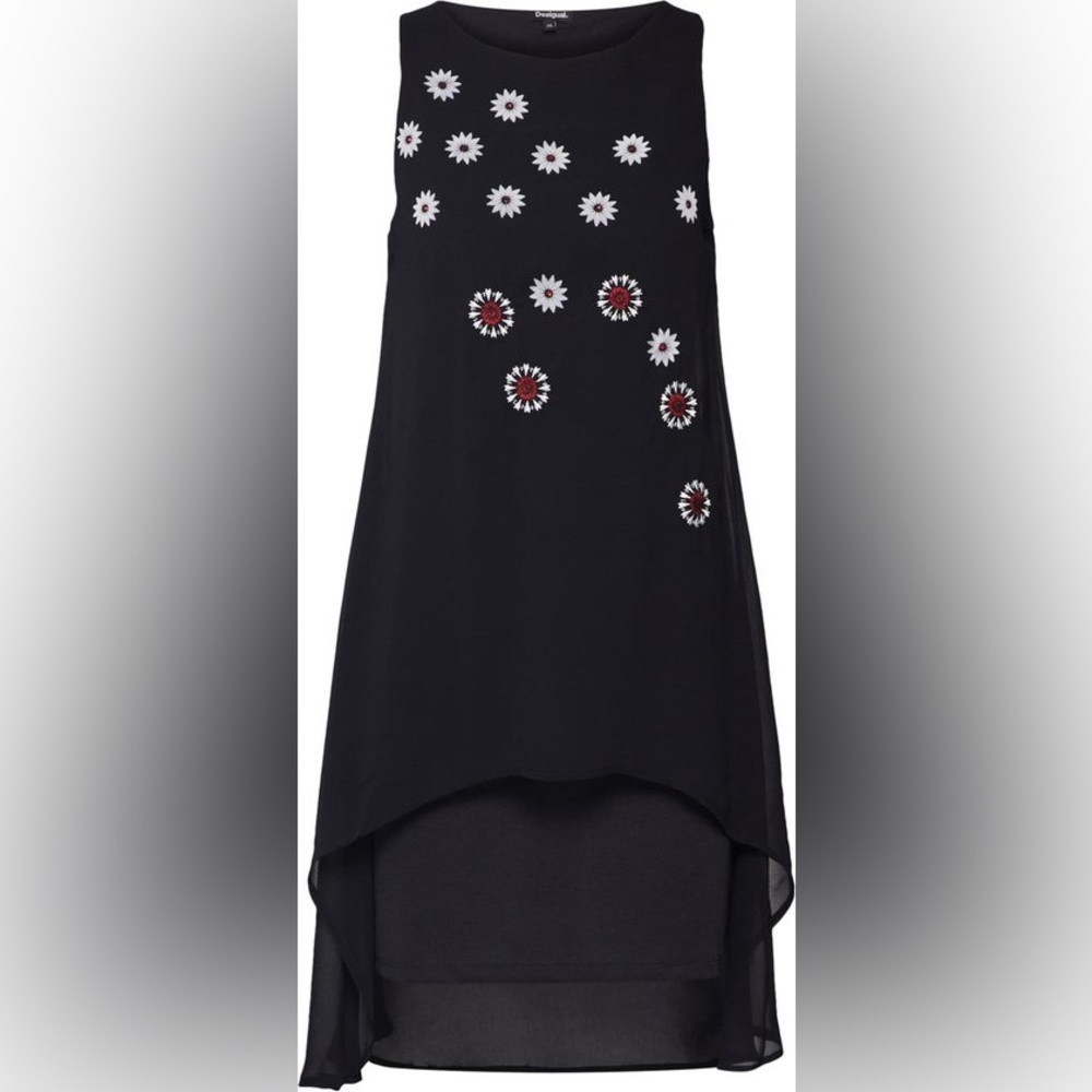 Desigual size 46 (like a 12) embroidered layered flower dress. New with tags.